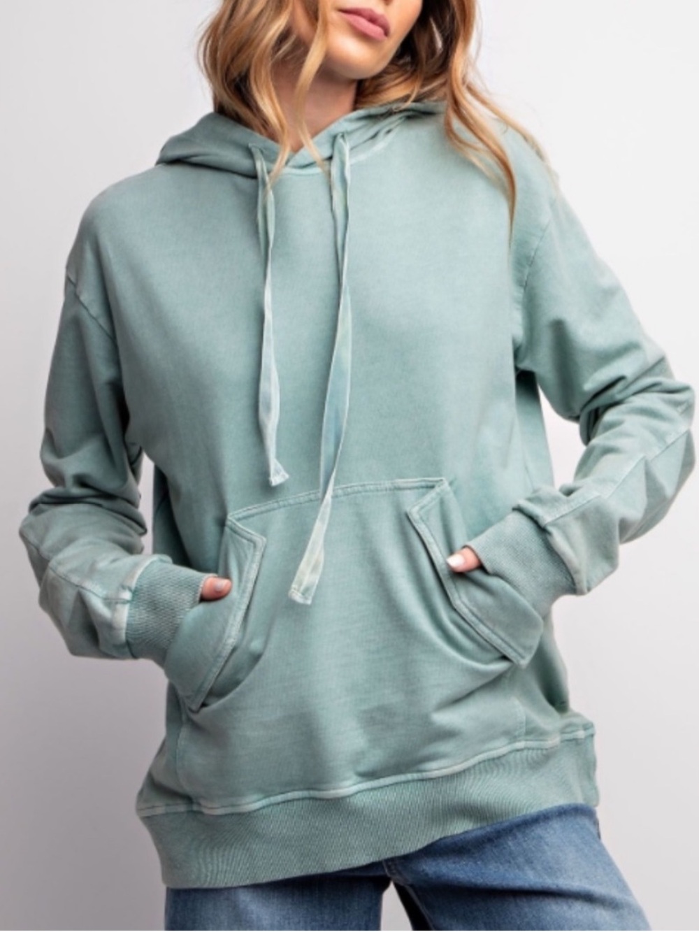 NWT🤍Easel Mineral Washed Terry Knit Hoodie Small